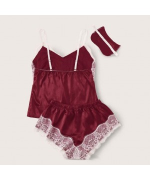 Slips Women Lingerie Women Sexy Nightdress Nightgown Sleepwear Underwear Set - Wine - CZ18ZAOYGDY