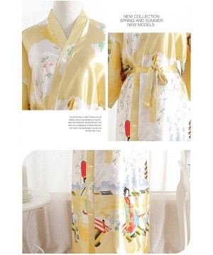 Nightgowns & Sleepshirts Bride Bridesmaid Robes Womens Dressing Gown Kimono Silky Satin Geisha Bridal Party Bathrobe - Gold B...