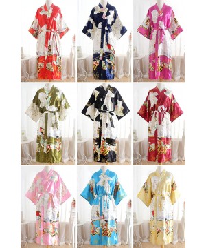 Nightgowns & Sleepshirts Bride Bridesmaid Robes Womens Dressing Gown Kimono Silky Satin Geisha Bridal Party Bathrobe - Gold B...