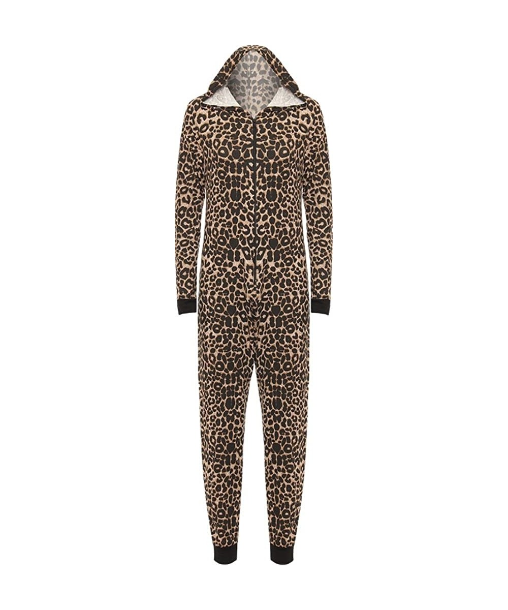 Onesies Women's Onesie Fashion Printed Playsuit Ladies Jumpsuit Pajamas - Brown Leopard - CE12NZ2RWPG