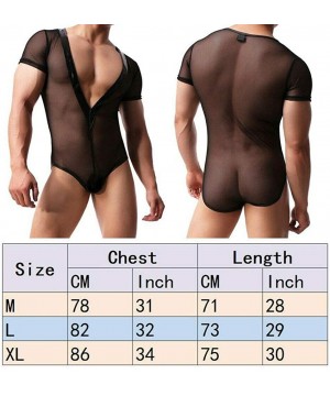 Shapewear Mens Mesh See Through Bodysuit Jumpsuit Leotard One Piece Boxer Briefs Underwear Net Design Stretch Elastic Suit - ...