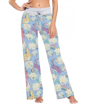 Bottoms Cute Rainbow Unicorns in The Clouds Women's Pajama Pants Lounge Sleep Wear - Multi - C119DLQ4CK4