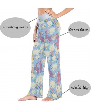 Bottoms Cute Rainbow Unicorns in The Clouds Women's Pajama Pants Lounge Sleep Wear - Multi - C119DLQ4CK4