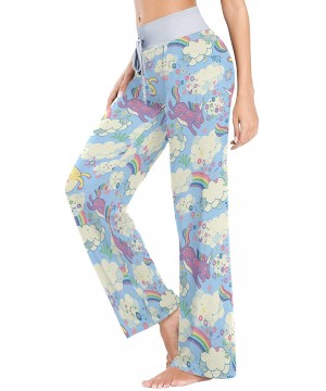 Bottoms Cute Rainbow Unicorns in The Clouds Women's Pajama Pants Lounge Sleep Wear - Multi - C119DLQ4CK4