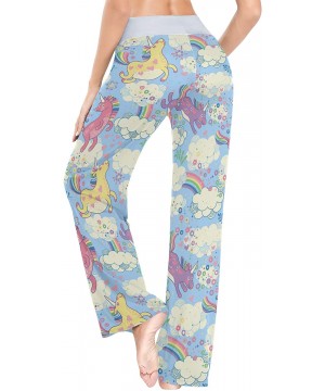 Bottoms Cute Rainbow Unicorns in The Clouds Women's Pajama Pants Lounge Sleep Wear - Multi - C119DLQ4CK4