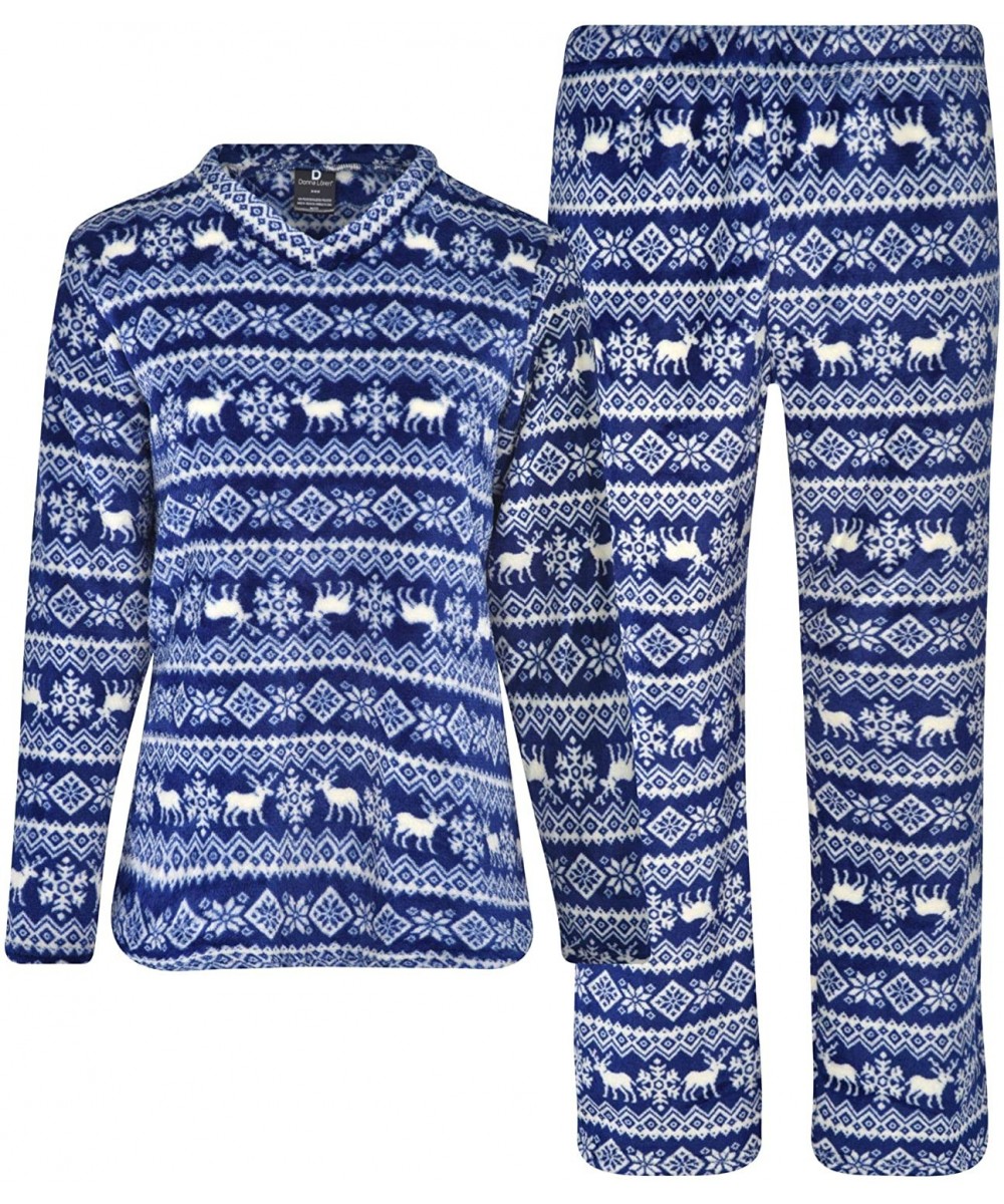 Sets Women's Coral Fleece Pajamas - Coral Fleece- Winter Blue Fairisle - CK18AQIG7G7