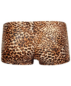 Boxer Briefs Men's Leopard Print Underwear Mini Boxer Briefs Bulge Pouch Underpants - Yellow - C7192R24Q8U