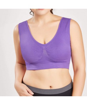 Bustiers & Corsets Women Pure Color Plus Size Bra Sports Full Cup Underwear Yoga Running Vest Tops - Dark Purple - CD199IHW7WL