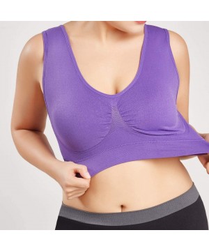 Bustiers & Corsets Women Pure Color Plus Size Bra Sports Full Cup Underwear Yoga Running Vest Tops - Dark Purple - CD199IHW7WL