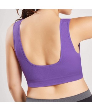 Bustiers & Corsets Women Pure Color Plus Size Bra Sports Full Cup Underwear Yoga Running Vest Tops - Dark Purple - CD199IHW7WL