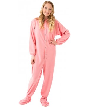 Sets Pink Micro-Polar Fleece Adult Footed Pajamas Onesie NO Drop Seat - CX112HQJRXD