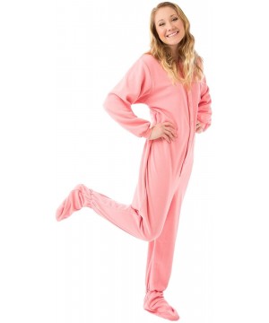 Sets Pink Micro-Polar Fleece Adult Footed Pajamas Onesie NO Drop Seat - CX112HQJRXD