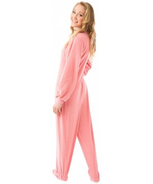 Sets Pink Micro-Polar Fleece Adult Footed Pajamas Onesie NO Drop Seat - CX112HQJRXD