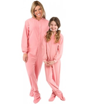 Sets Pink Micro-Polar Fleece Adult Footed Pajamas Onesie NO Drop Seat - CX112HQJRXD