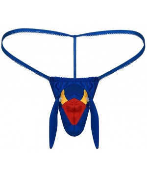 G-Strings & Thongs Men's Fashion Sretch G-String Cotton T-Back Micro Thong Bikini Briefs Underwear - Blue1 - CJ196ONT9SE