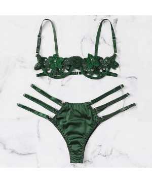 Sets Cutout Lingerie for Ladies Sexy Lace Sleepwear Set Green Wine Red Nightwear Underwear Underpant Babydoll Pajama Green - ...