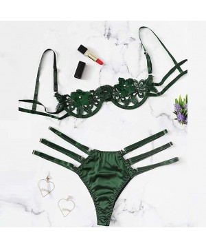 Sets Cutout Lingerie for Ladies Sexy Lace Sleepwear Set Green Wine Red Nightwear Underwear Underpant Babydoll Pajama Green - ...