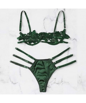 Sets Cutout Lingerie for Ladies Sexy Lace Sleepwear Set Green Wine Red Nightwear Underwear Underpant Babydoll Pajama Green - ...