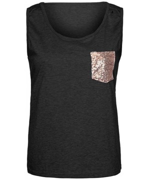 Thermal Underwear Womens Solid Splicing Tank Top Shirts Sleeveless Workout Blouse Loose Vest Soft Tee with Sequin Pocket Plus...