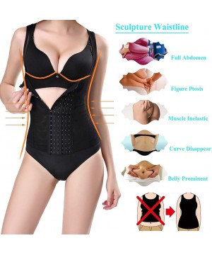 Shapewear Women's Shapewear Waist Cinchers Shaper Corset Tank Top for Weight Loss - Black - CK18STQQMUL