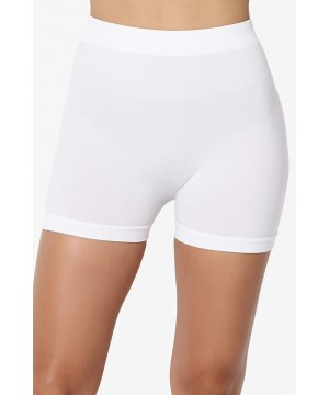 Panties Seamless Everyday Bike Shorts Intimately Under Layer Short Leggings - 11inch White/Brown - CD18K2YMIZ2