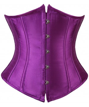 Bustiers & Corsets Women's Vintage Underbust Corset Bustier Waist Cincher Bodyshaper - Purple - CP11RBB622X