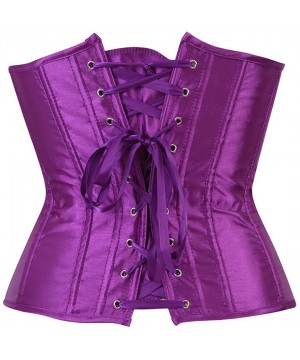 Bustiers & Corsets Women's Vintage Underbust Corset Bustier Waist Cincher Bodyshaper - Purple - CP11RBB622X