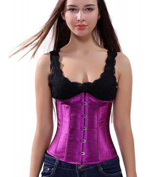 Bustiers & Corsets Women's Vintage Underbust Corset Bustier Waist Cincher Bodyshaper - Purple - CP11RBB622X