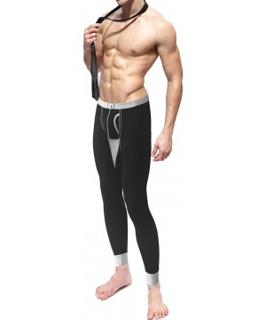 Thermal Underwear Men's Thermal Long Johns Pants - 9609 Black & Dark Grey 2 Pack - CZ187TE023Y