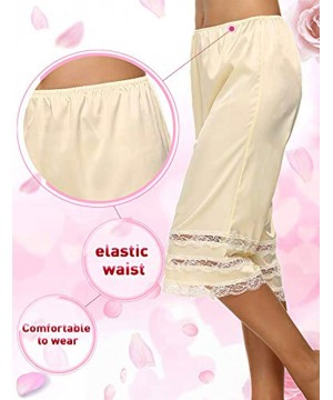 Slips Women Snip-it Pettipants Satin Culotte Half Slip Bloomers with Lace Edge S-XXL - Beige - CZ128OOLHIJ