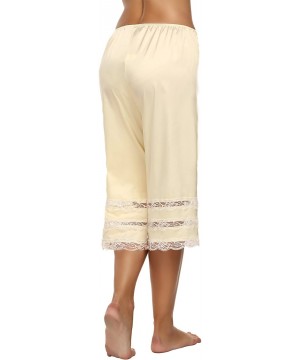 Slips Women Snip-it Pettipants Satin Culotte Half Slip Bloomers with Lace Edge S-XXL - Beige - CZ128OOLHIJ