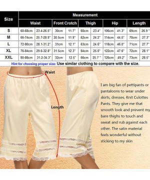 Slips Women Snip-it Pettipants Satin Culotte Half Slip Bloomers with Lace Edge S-XXL - Beige - CZ128OOLHIJ