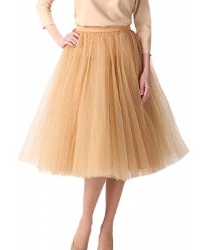 Slips Women's Keen Length Vintage Tutu Skirt Crinoline Petticoat Underskirt - Light Gold - C9184XWOS8O