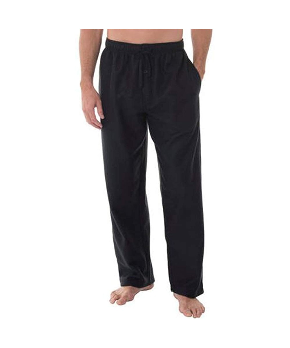 Sleep Bottoms Men's Microfleece Pajama Pant - Black - CU18Q8SR8HH