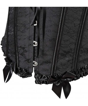 Bustiers & Corsets Womens Floral Black Lace Trim Corset Overbust Waist Cincher Bustier Top - 815black - C9199OHNZRI