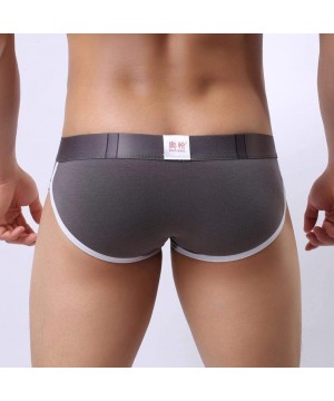 Briefs Men's Soft Zipper Print Briefs Underpants Knickers Shorts Sexy Underwear - Gray - C118HCUDTUH