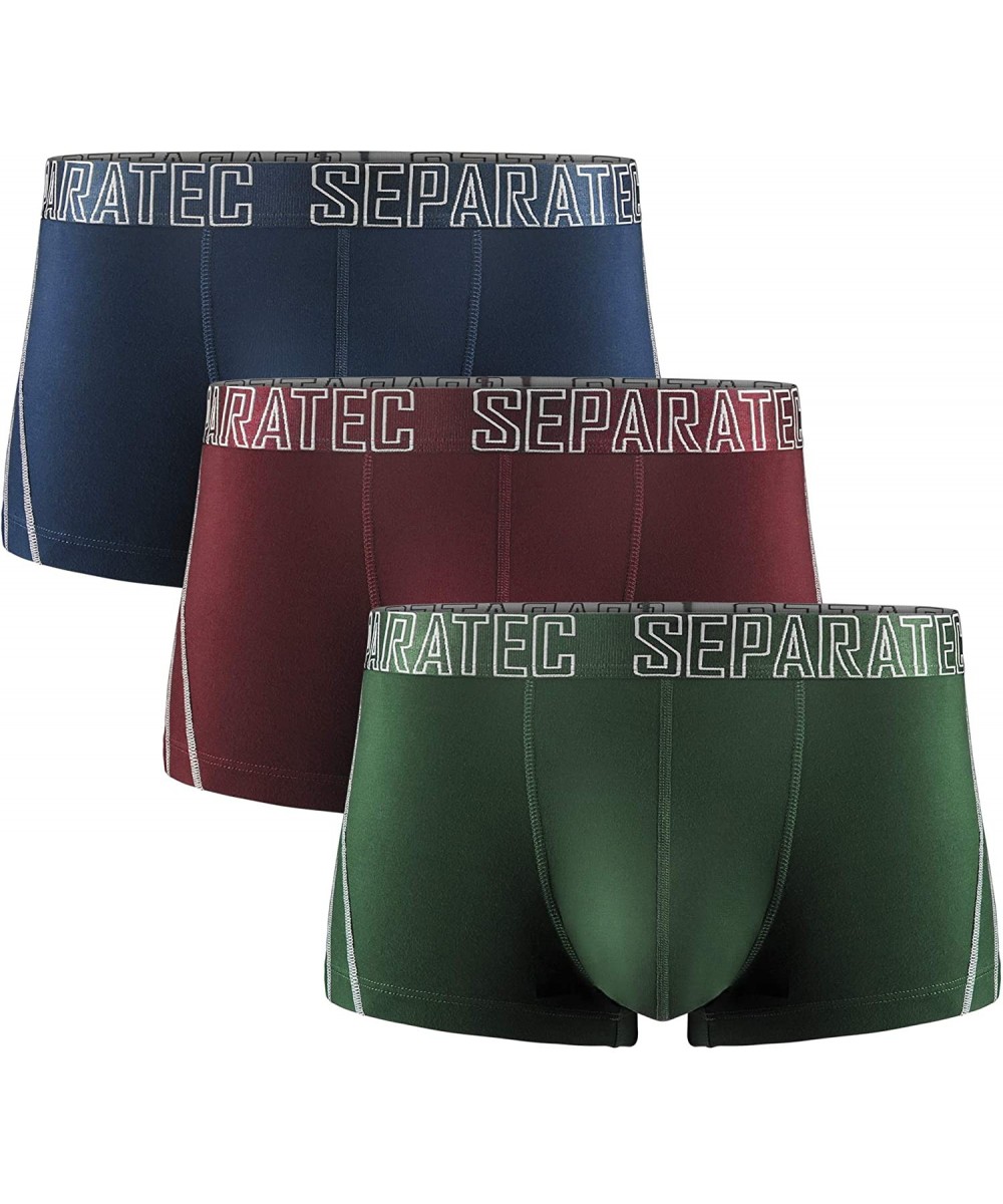 Trunks Men's Underwear 3 Pack Soft and Breathable Bamboo Rayon Separated Pouch Trunks - Navy Blue/Olive Green/Maroon - C5187I...