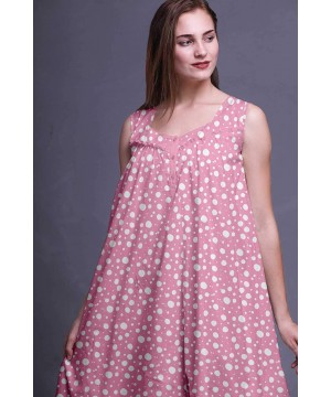 Nightgowns & Sleepshirts Sleeveless Cotton Nightgowns for Women Printed Mid-Calf Length Sleepwear - Light Pink2 - C418TX4D3SS