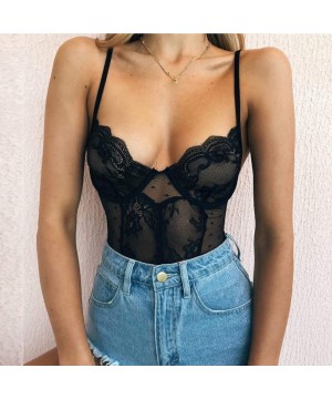 Thermal Underwear Women Lingerie Lace Babydoll Strap Mini Teddy Sexy V Neck Mesh Sleepwear Nightwear Bodysuit Underpants - Wi...