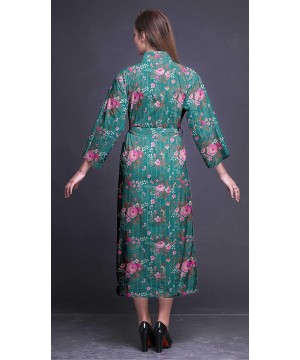 Robes Printed Crossover Robes Bridesmaid Getting Ready Shirt Dresses Bathrobes for Women - Teal Green - CJ18T6ZARKM