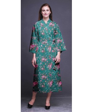 Robes Printed Crossover Robes Bridesmaid Getting Ready Shirt Dresses Bathrobes for Women - Teal Green - CJ18T6ZARKM