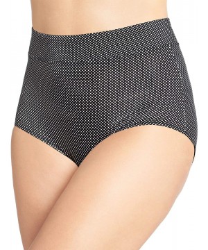 Panties Women's No Pinching No Problems Modern Brief Panty - Black/White Pindot - C211B495EM7