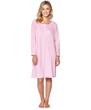 Nightgowns & Sleepshirts Women's Cotton Blend Long Sleeve Nightgown - Stars Pink - C318M56TQIK