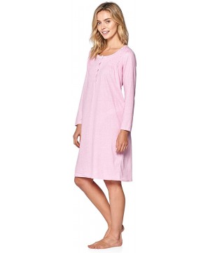 Nightgowns & Sleepshirts Women's Cotton Blend Long Sleeve Nightgown - Stars Pink - C318M56TQIK