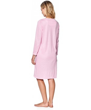 Nightgowns & Sleepshirts Women's Cotton Blend Long Sleeve Nightgown - Stars Pink - C318M56TQIK