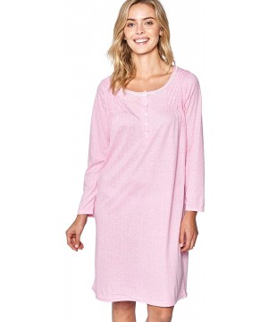 Nightgowns & Sleepshirts Women's Cotton Blend Long Sleeve Nightgown - Stars Pink - C318M56TQIK