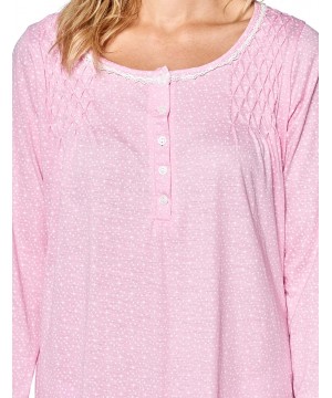 Nightgowns & Sleepshirts Women's Cotton Blend Long Sleeve Nightgown - Stars Pink - C318M56TQIK