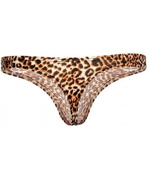 G-Strings & Thongs Men's Leopard Low Rise T-Back Thongs- Mens Thongs Underwear Sexy - Yellow - CM18YCK80OO