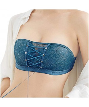 Bras Bandeau Bra Womens Sexy Seamless Wireless Bandage Lace-up Tube Top Strapless Bras Push Up Front Invisible Bra - Green - ...