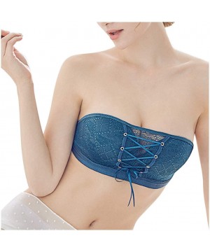 Bras Bandeau Bra Womens Sexy Seamless Wireless Bandage Lace-up Tube Top Strapless Bras Push Up Front Invisible Bra - Green - ...